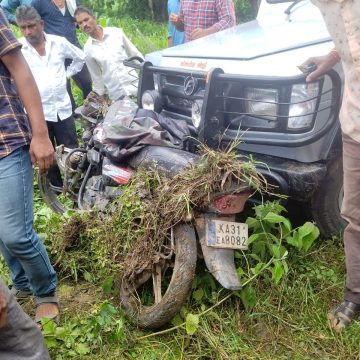 ಇಂದೂರು ಬಳಿ ಕ್ರೂಸರ್ ಹಾಗೂ ಬೈಕ್ ನಡುವೆ ಡಿಕ್ಕಿ, ಬೈಕ್ ಸವಾರನಿಗೆ ಗಾಯ..!