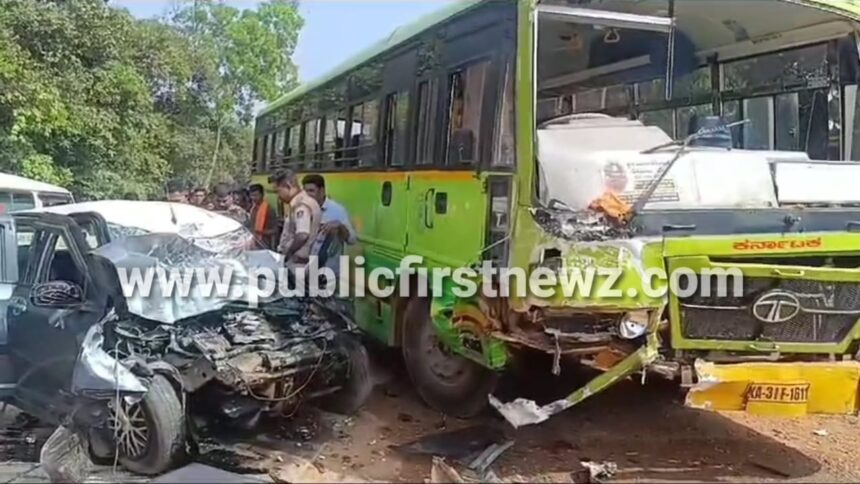 ಶಿರಸಿ ಸಮೀಪ ಭೀಕರ ಅಪಘಾತ ಒಂದೇ ಕುಟುಂಬದ ನಾಲ್ವರು ಸೇರಿ ಐವರು ಸ್ಥಳದಲ್ಲೇ ಸಾವು..!